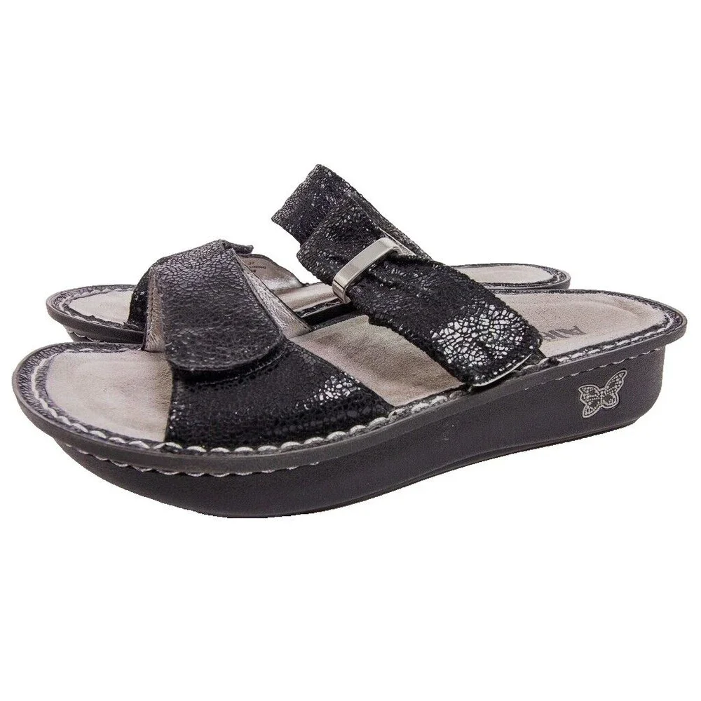 Alegria PG Lite Karmen Open Toe Sandals Size 37/7.5 Black Leather